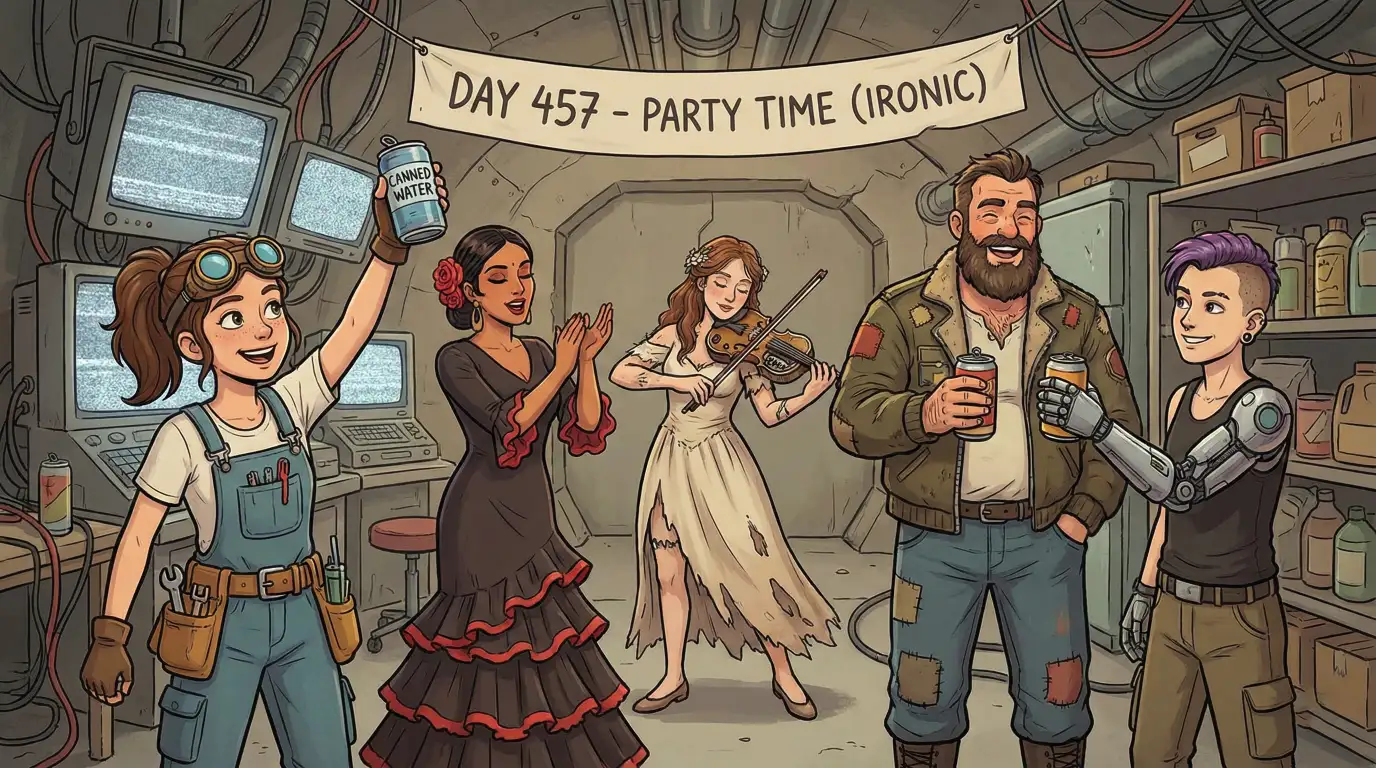 El equipo elegido en el dilema del búnker celebrando su supervivencia con ironía.