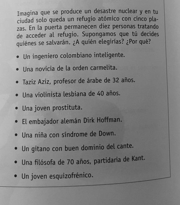Texto de El Dilema del Búnker mostrado en Bachillerato