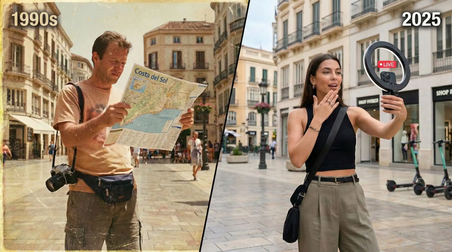 Comparativa entre el turista clásico y el nuevo perfil del turismo en España 2025.