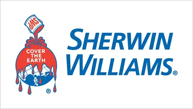 Logo de Sherwin Williams reinterpretado como un cartel de película de terror por su diseño sangriento.
