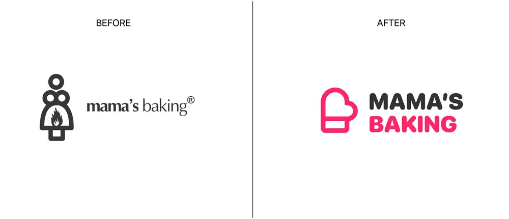Logo de mamas baking antes y después
