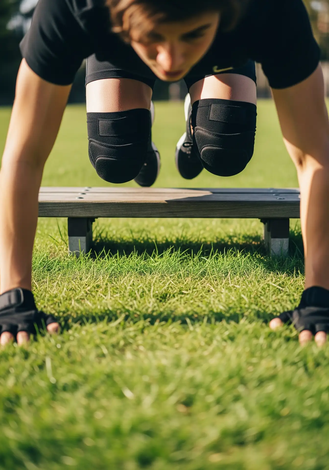 Persona practica quadrobics en un parque