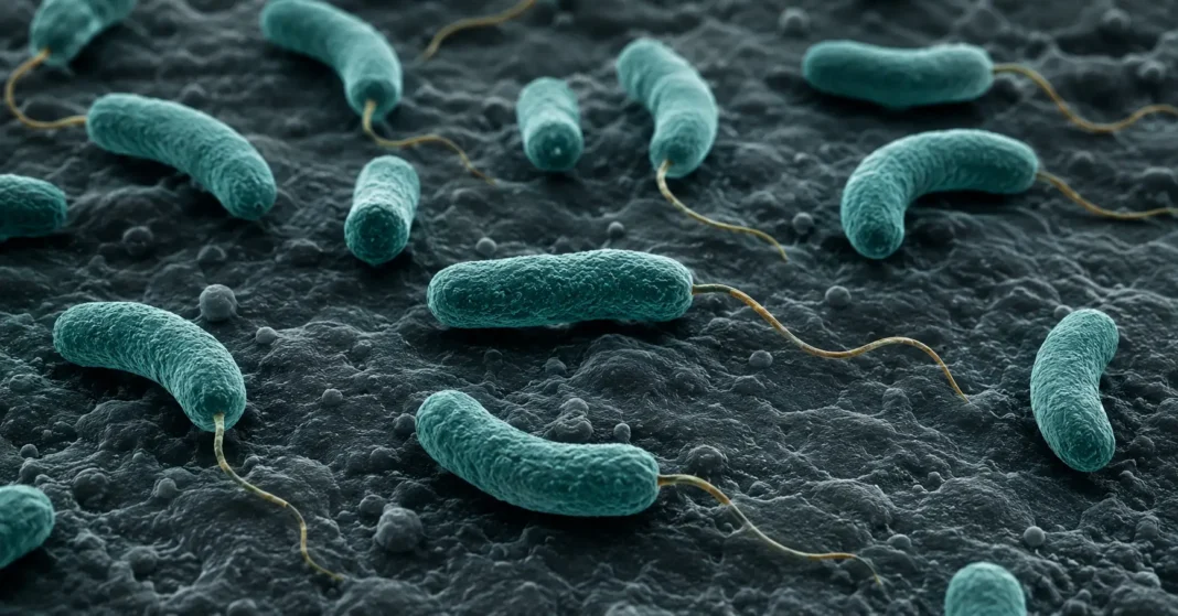 La bacteria ‘come carne’ que está cerrando playas en Alicante no es nueva. El problema es que el Mediterráneo ya no la puede frenar Imagen de microscopio electrónico de la bacteria Vibrio vulnificus, con forma de bastón curvo y flagelo polar, causante de infecciones graves en playas del Mediterráneo