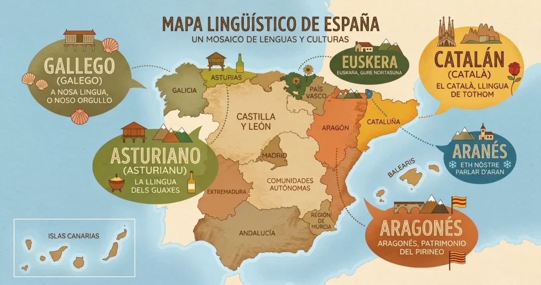 Las lenguas de España: más allá del castellano (y lo que no te cuentan) mapa de las lenguas oficiales y cooficiales de españa