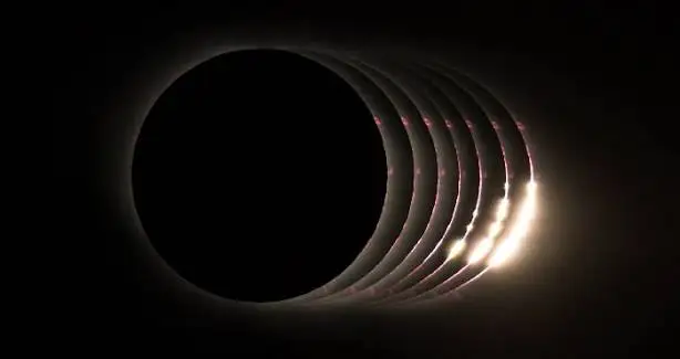 Eclipse solar donde se ven las perlas de Baily