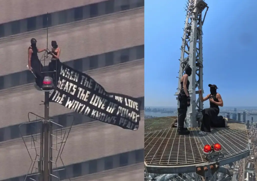 Angela Nikolau e Ivan Beerkus escalaron la antena del Empire State y se pidieron matrimonio. La noche la pasaron en comisaría. Angela Nikolau e Ivan Beerkus escalaron la antena del Empire State para pedir matrimonio.